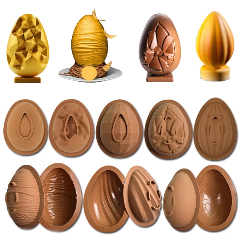 Large 3D Breakable Easter Egg Surprise Chocolate Molds Easter Eggs Chocolate Silicone Molds Egg Mold for Diy Easter Decorations
