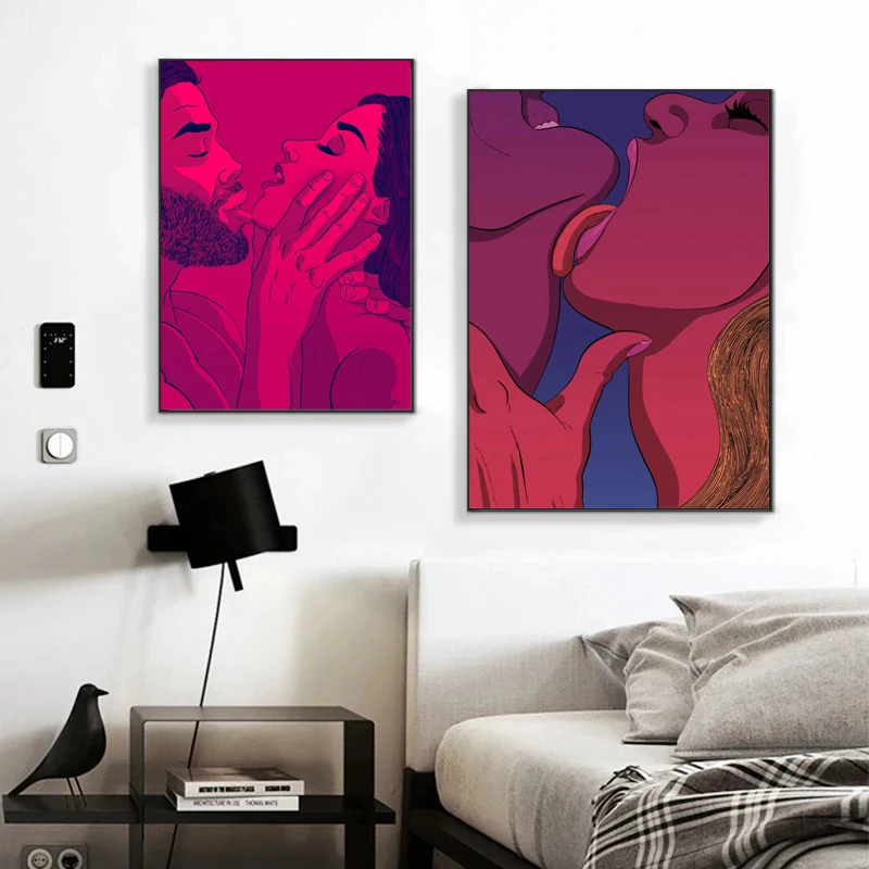 Modern Sexy Lovers Women and Men about Sex Canvas Painting Nude Body Posters Prints Wall Art for Living Room Wall Decor Cuadros