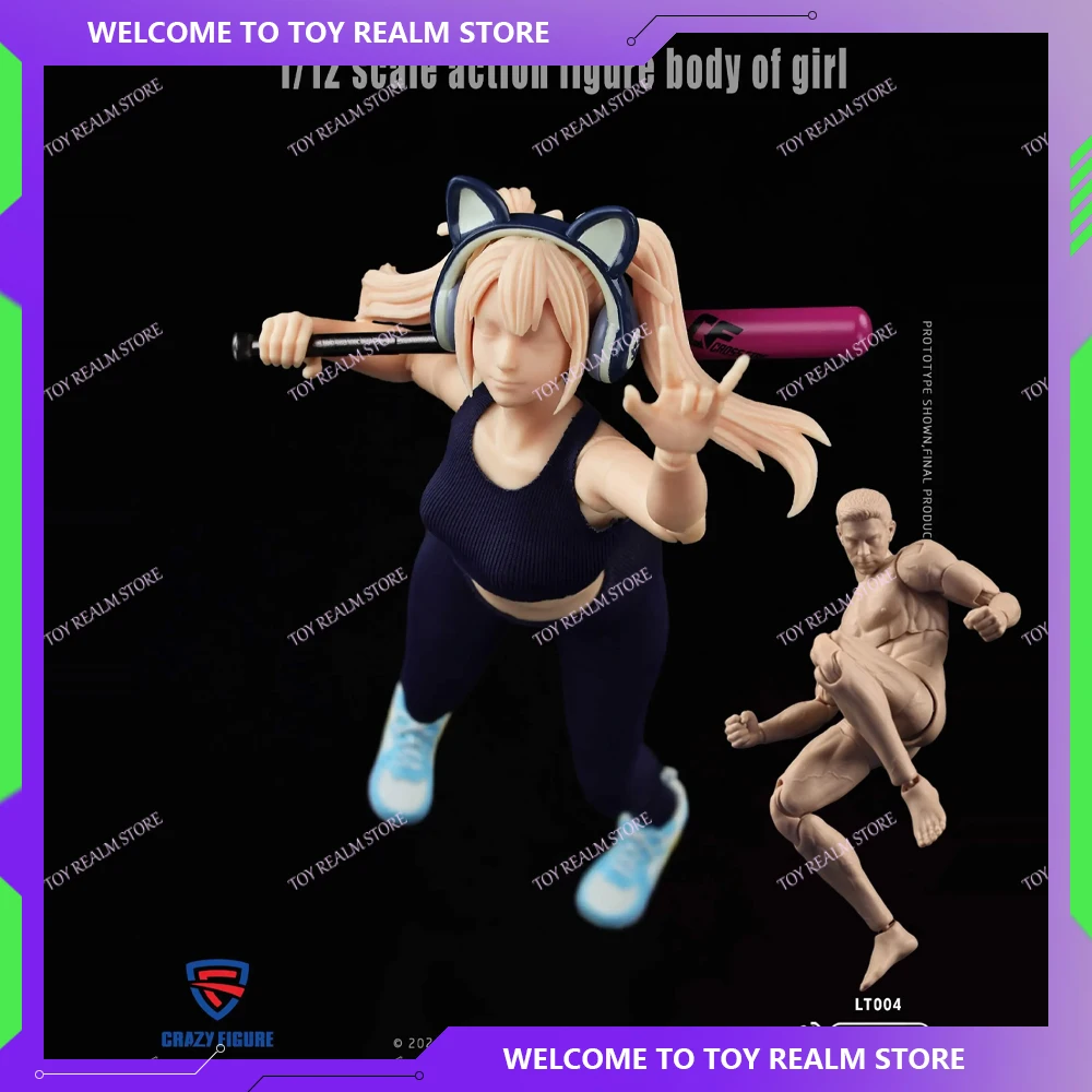 CRAZY FIGURE LT004 Action Figure 1/12 Double Ponytail Long Hair Lovely Girl Boy Flexible Joints Mini Body Model Collection Toys