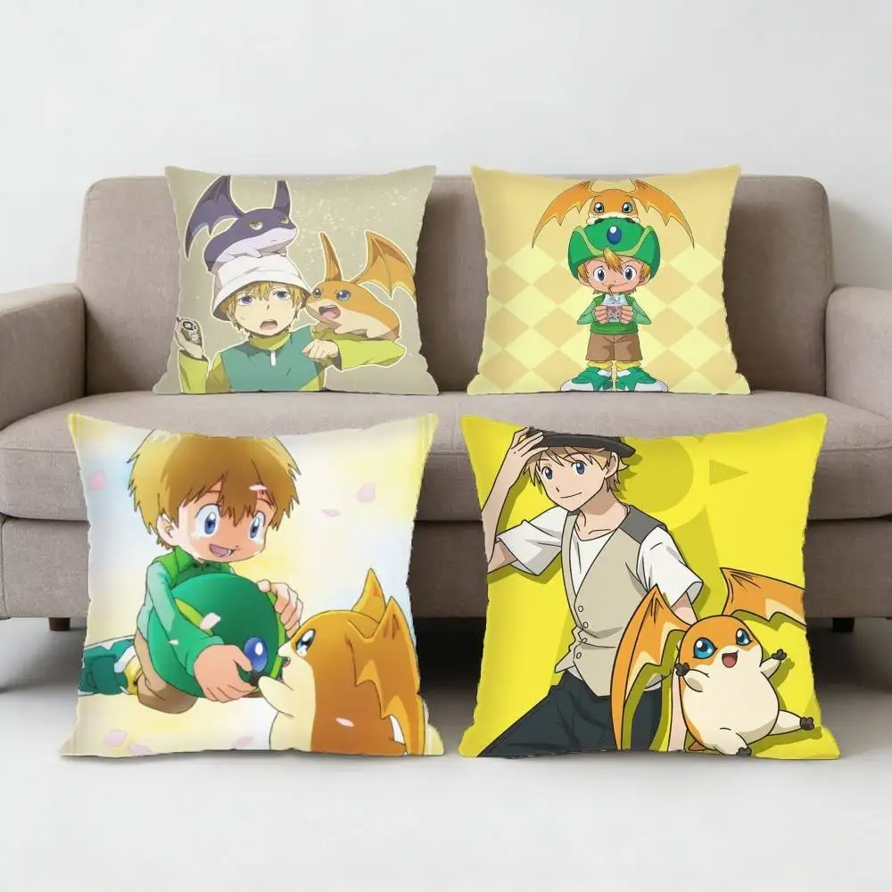 

Digimon Takaishi Takeru Pillow Case Anti-dustmite Pillowcase Invisible zipper silky short plush Sofa cushion cover