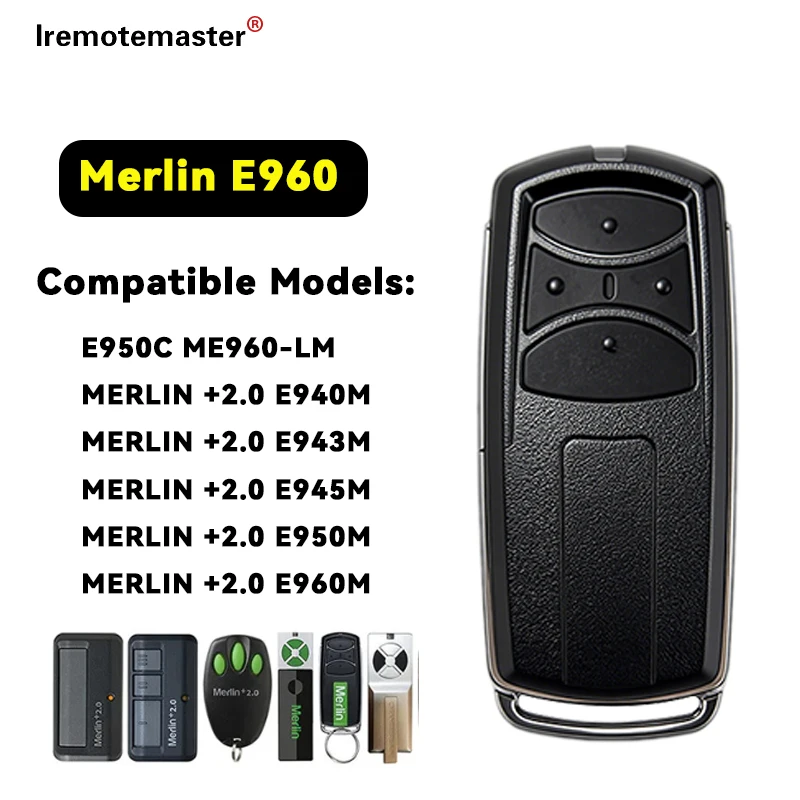 

Garage Door Remote Control for Merlin+2.0 E945 E950 Liftmaster ME960-LM 433.30 433.92 434.54 MHz Gate Keychain Transmitter