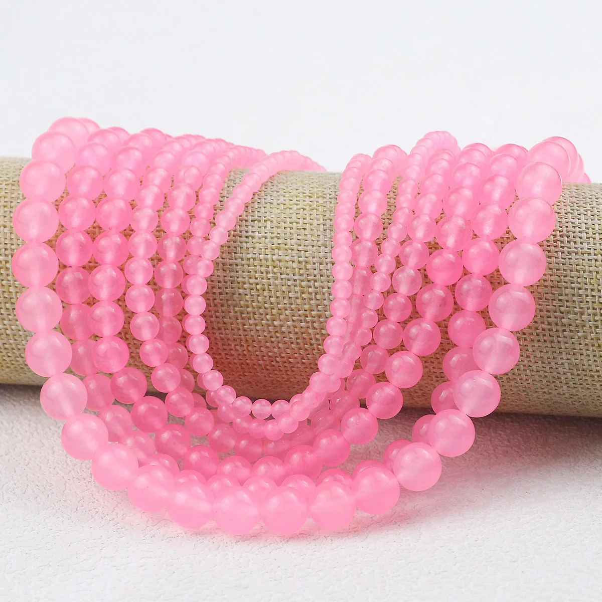 4/6/8/10mm Natural Stone Pink Chalcedony Jades Beads Round Loose Spacer Beads For Jewelry Making DIY Bracelets Necklaces 15‘’