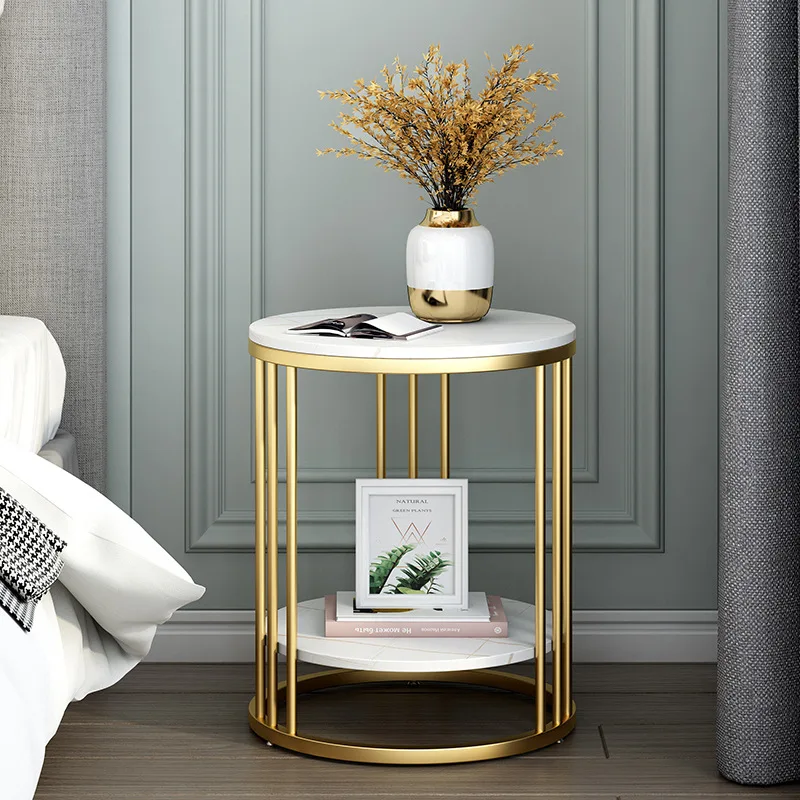 

Round Marble Coffee Table, Sofa End Side Table, Metal Frame, Living Room Furniture, 3 Colors