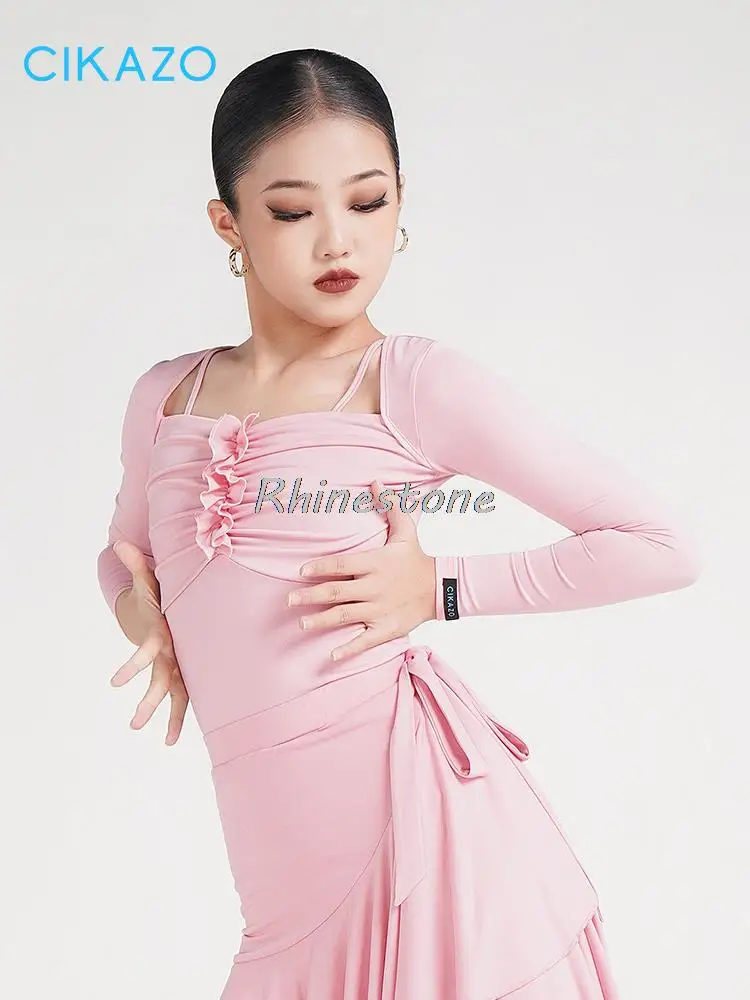 Latin Dance Top Girls' Autumn And Winter Training Clothes New Children's Pink Training Clothes