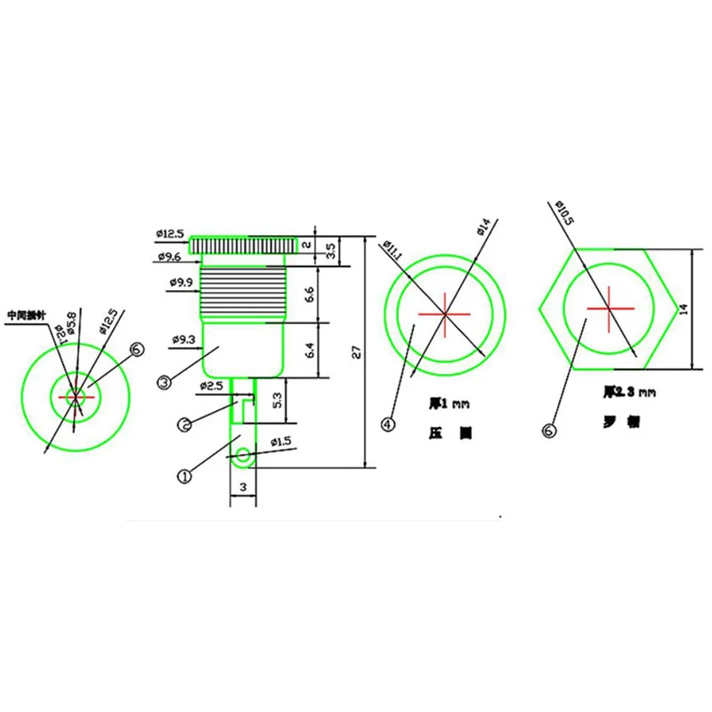 DC099 DC Power Supply Jack Socket plug Connector 5.5 * 2.1 mm Female Panel Mount DC-099 Threaded Metal Charging port 5.5 x 2.1mm