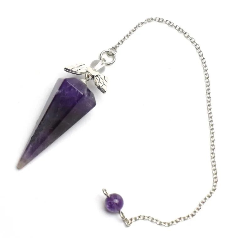 Natural Chakra Semi-precious Quartz Amethyst Tiger Eye Stone Subuliform Reiki Energy Healing Pendulum Bead