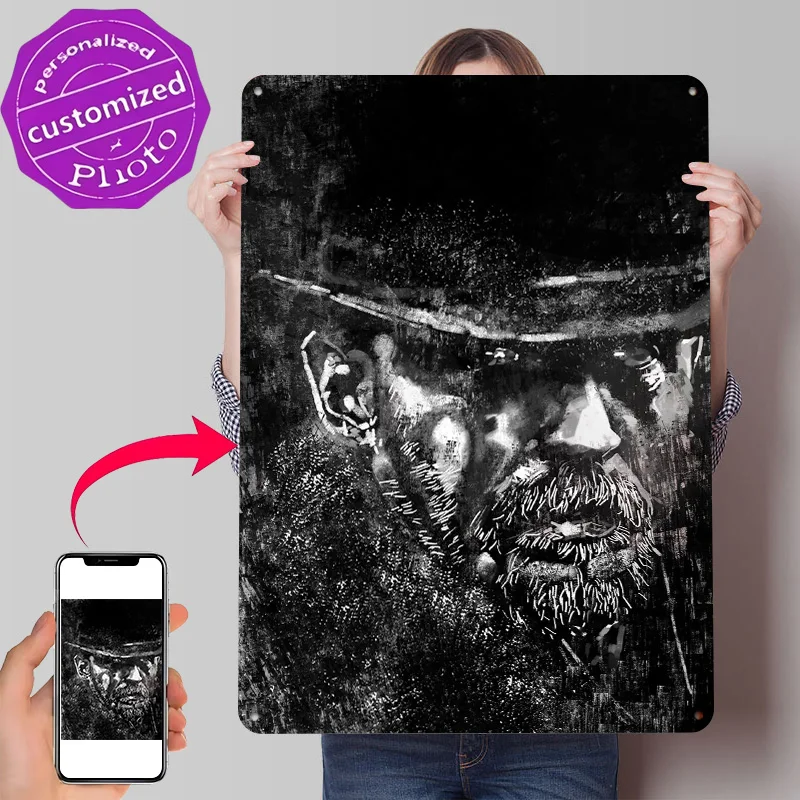 Tom Hardy Poster Retro 3D Printed Metal Signs Customized Wall Hanging Gift for Bathroom Decor Room Decoration Garage Accessories
