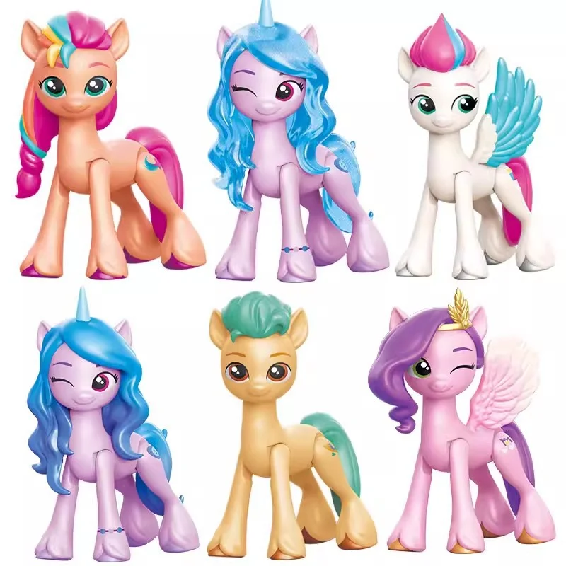 6 uds My Little Pony una nueva generación somos buenos amigos figura de acción lindo modelo móvil muñeca niños juguetes divertidos regalo de cumpleaños