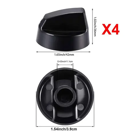 4Pcs Plastic Gas Stove Control Knobs Replacement Set for Oven Cooker Hob Benchtop Burner - General Range Knob