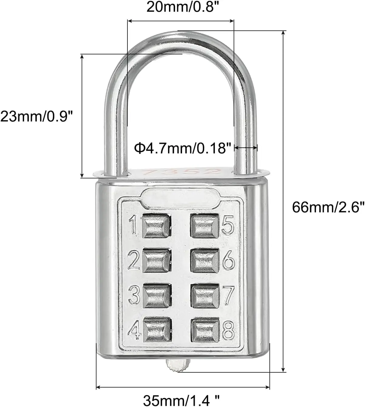 8 Digit Button Combination Padlock 4 Position Locking Mechanism Push Button Security Digit Lock for Gym Sports Locker Cabinet