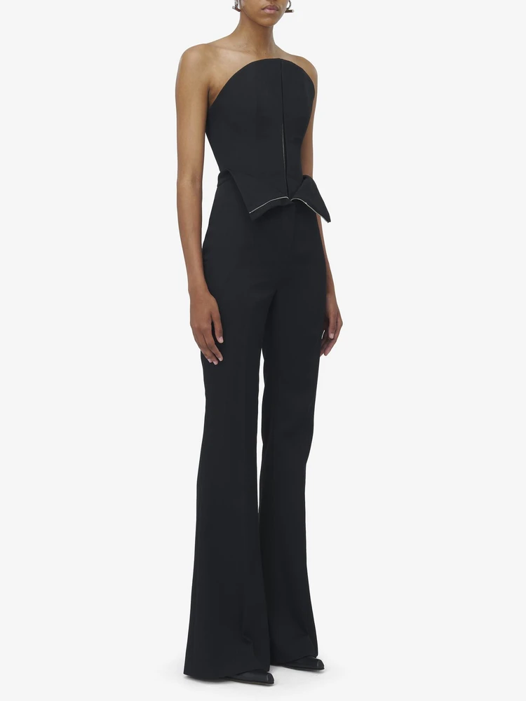 Elegant Sexy 3D Arc Irregular Hem Tight Fit Wool Wrap Chest Top Women's Sleeveless Slimming Woolen Tube Top in Chinese Brand