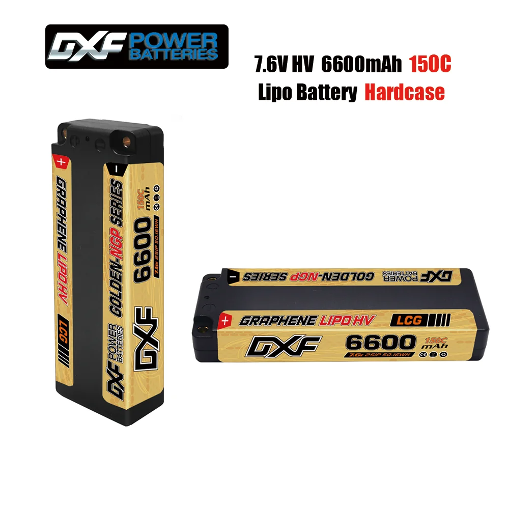 DXF Lipo 2S Battery 6600mAh 7.6V 150C HV with 5mm Bullet T Plug Hardcase for 1/10 Trucks Buggy Car Boats RC Model Parts