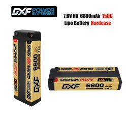 DXF Lipo 2S Battery 6600mAh 7.6V 150C HV with 5mm Bullet T Plug Hardcase for 1/10 Trucks Buggy Car Boats RC Model Parts