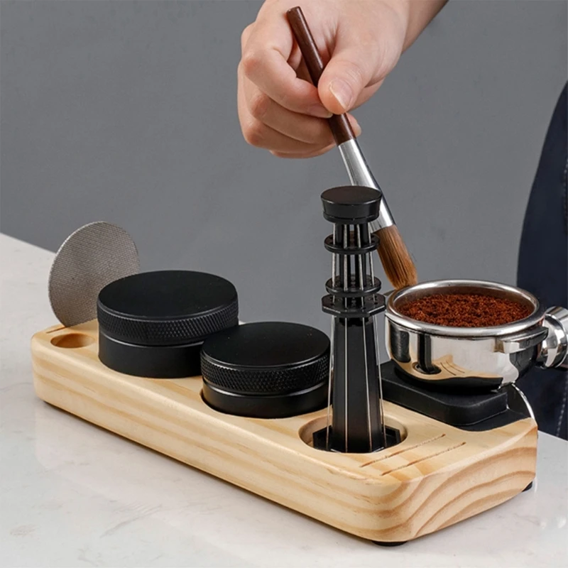 Coffee Tamper Station Portafilter Holder Wooden Base Stand Espresso Tamper Mat For Espresso Machine Accessories Drop Shipping image 4