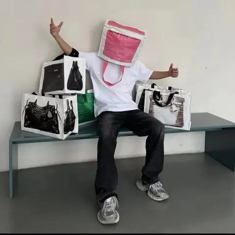 뜨거운 적층 휴대용 짠 가방 PP 플라스틱 방수 적층 뱀 가죽 가방 수하물 포장 저장 짠 쇼핑백