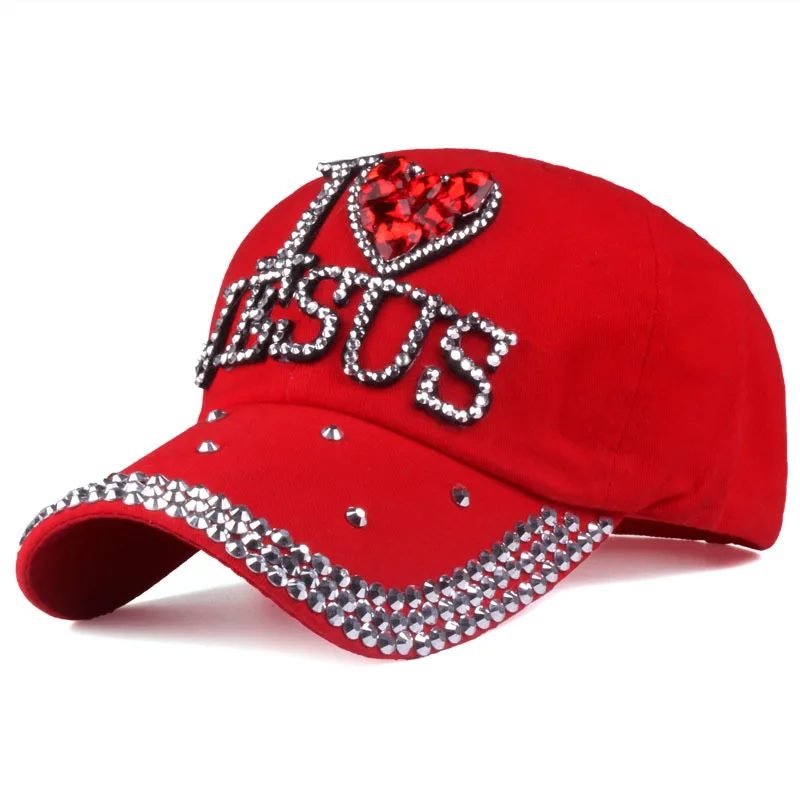 New Sparkling Rhinestone Love Jesus Baseball Cap Women Versatile Adjustable Hip Hop Outdoor Sports Sunshade Hat Кепка Брендовая