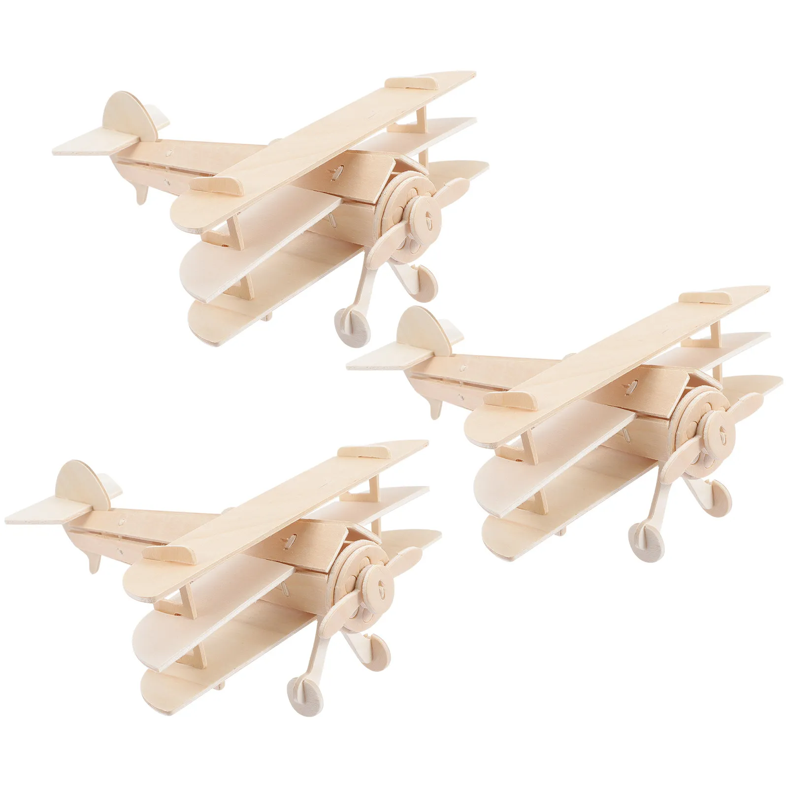 

3Pcs Wood Airplane Kit DIY Assemble Paint Educational 3D Wooden Puzzle Gift for Hand Eye Coordination