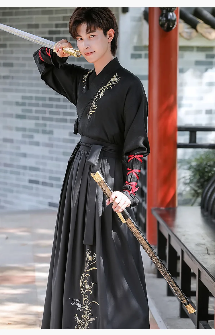 한푸 로브 학생을위한 중국 전통 의류 커플 일상복 한 왕조 검객 민속 의상 코스프레 공연