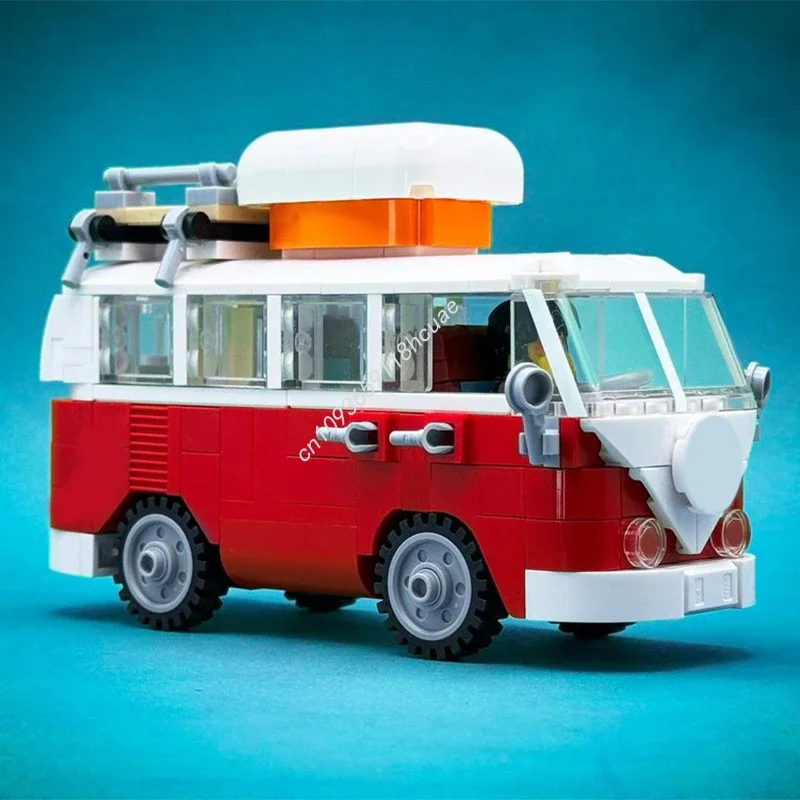 

344 детали MOC: Автомобиль T1 Camper Van City Champions Super Car, конструктор, игрушка для самостоятельной сборки, рождественский подарок, креативная идея для творчества