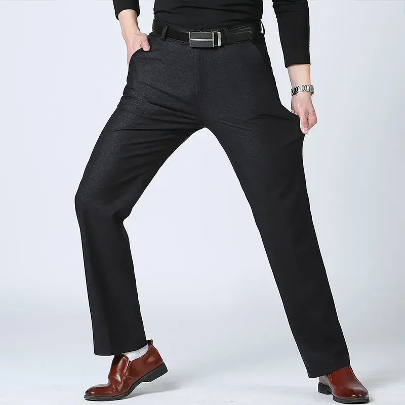 New Style Autumn Winter Men\'s Slim Casual Pants Fashion Business Stretch Trousers Men Brand Straight Pant Black Navy Plus Size