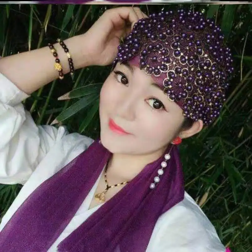 Women Beads Flower Turban Muslim Hijab Long Tail Headscarf Bonnet Hair Loss Islam Wedding Party Head Wrap Scarf Turbante Mujer
