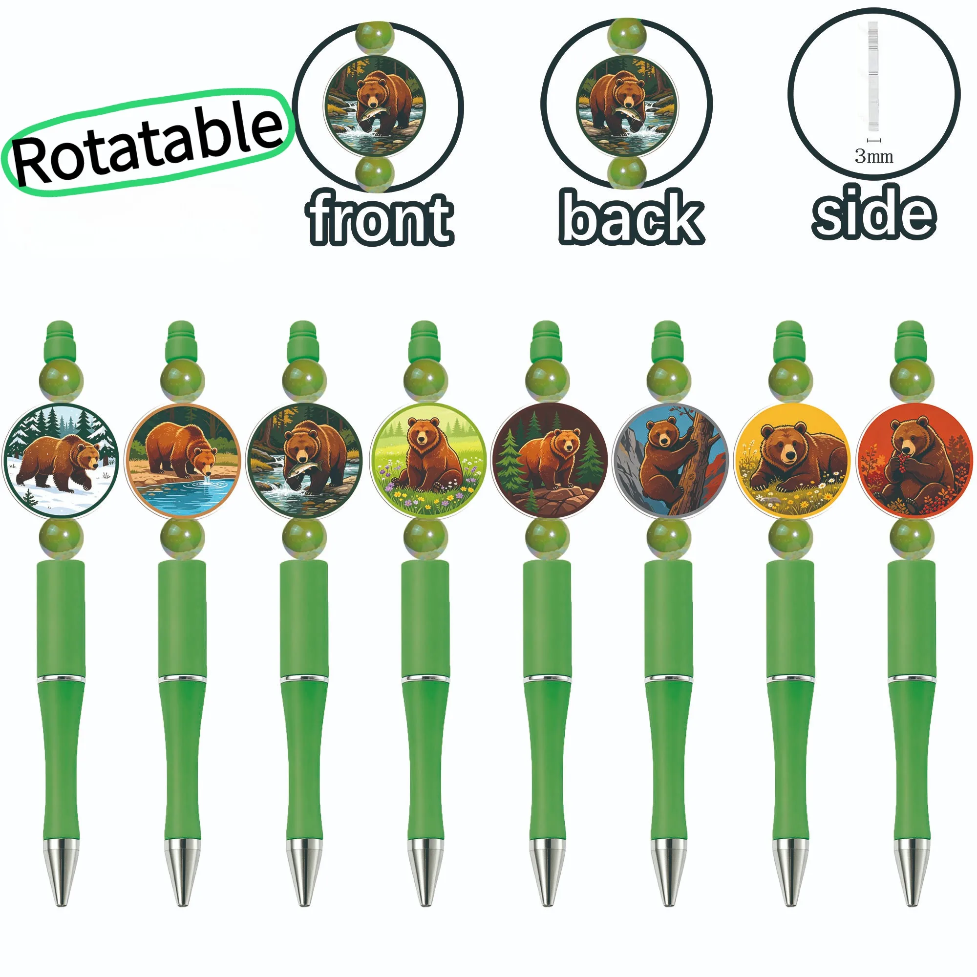 

11 pieces bear-themed ballpoint pens. Smooth writing, simple design, easy to use, patterns are random.