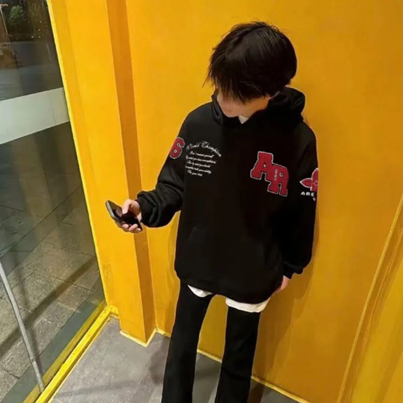 

Американский модный бренд, свободная бархатная толстовка с капюшоном, мужская универсальная толстовка с вышивкой, осень-зима, популярный стиль