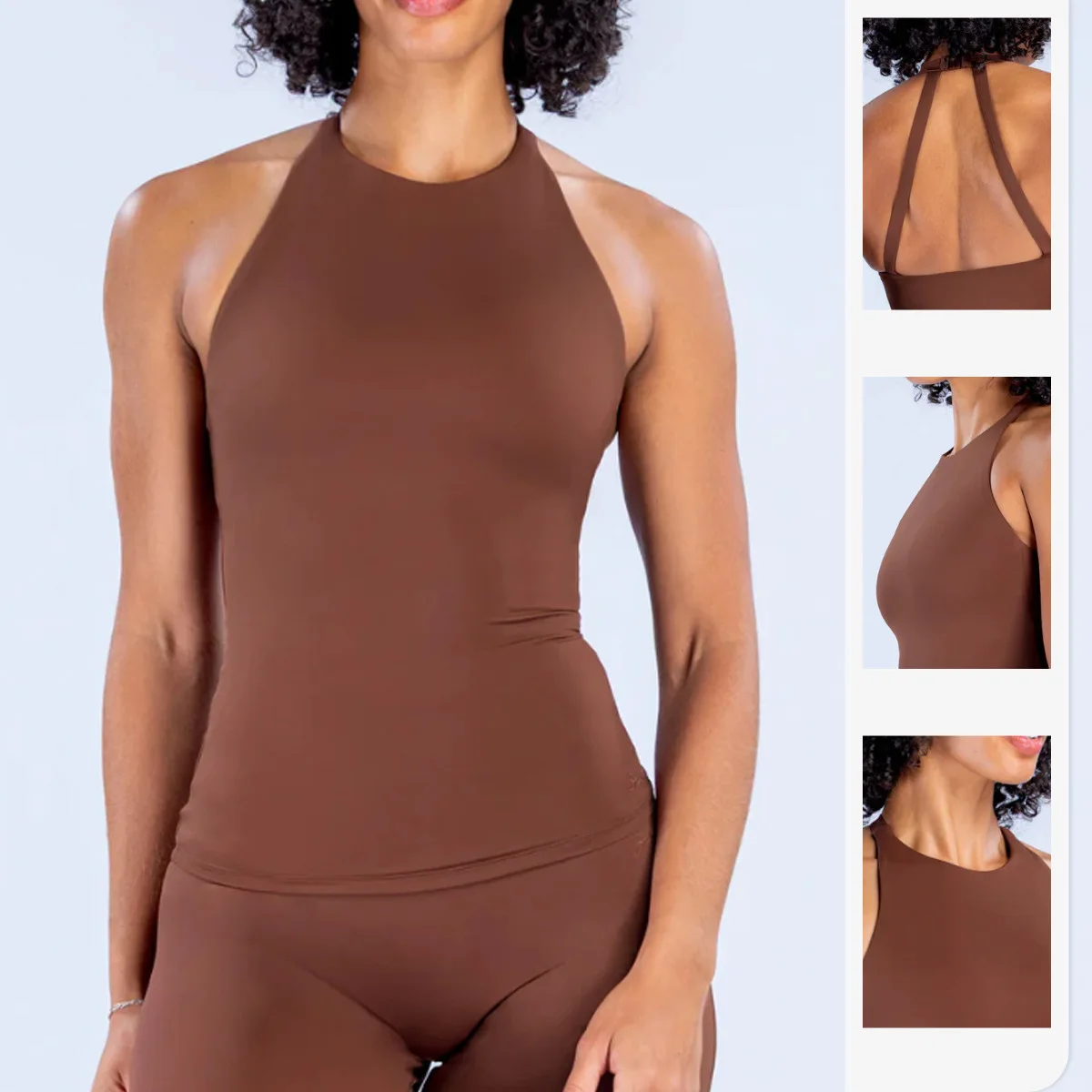 NO LOGO Double shoulder yoga suit vest high tie buckle naked sensation quick drying fitness vest top for women