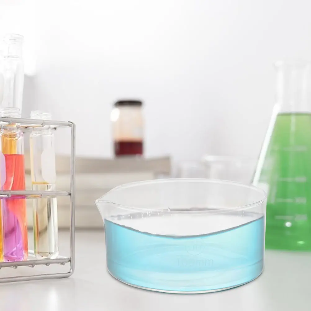Glass Crystallizing Dish Flat Bottom with Spout Laboratory Evaporation Chemical Crystallization Tool