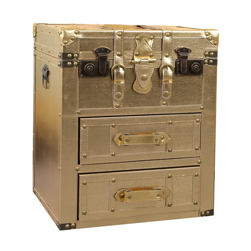 

European retro local tyrant gold hotel club bedside table French neoclassical furniture local tyrant gold champagne gold bedside