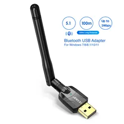 Edup 100m BluetoothアダプターUSB Bluetooth 5.1ワイヤレスレシーバー転送PCおよびデスクトップオーディオワイヤレスマウスアダプター