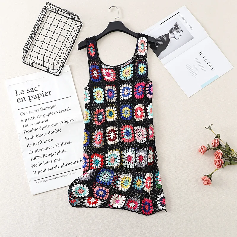 white christmas dresses Striped Crochet Cover-Up Dress - Mini Dress main image 0