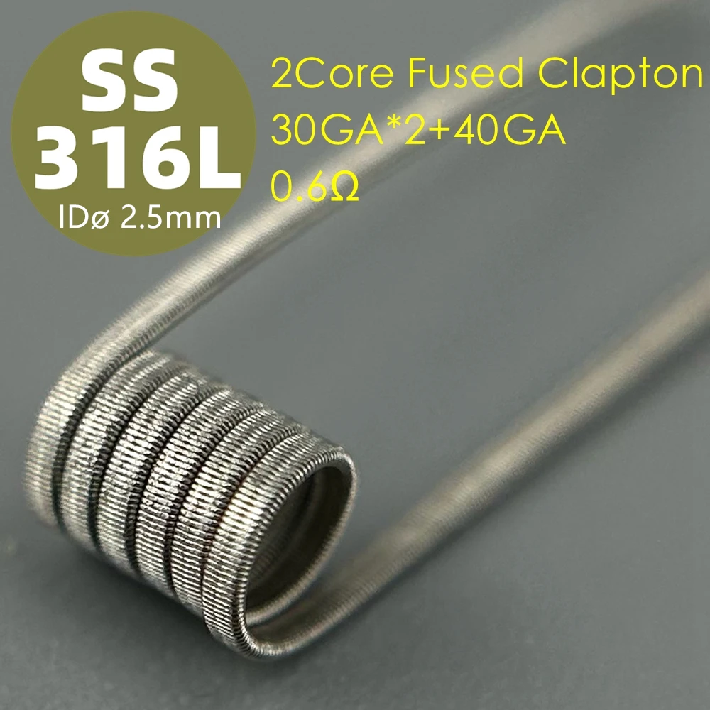2.5มม. เส้นผ่านศูนย์กลางภายใน MTL AIO R-BA Boro ขดลวดหลอมละลาย clapton สปริงมือคนต่างด้าวเครื่องมือต้านทานแกน A1ลวด NI80 316L