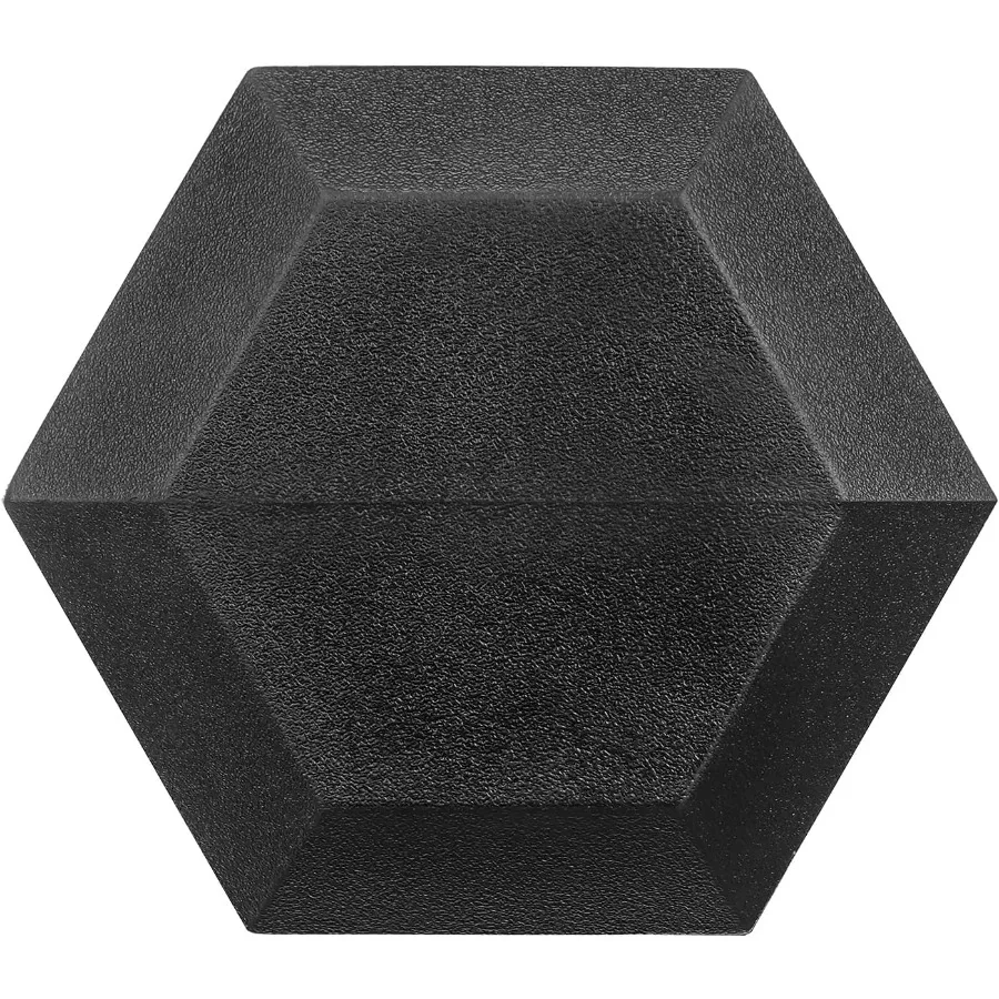 دمبل سداسي مطلي بالمطاط من الحديد الزهر باللون الأسود أوزان مجانية لتمارين صالة الألعاب الرياضية المنزلية تصميم سداسي متين مع قبضة غير قابلة للانزلاق