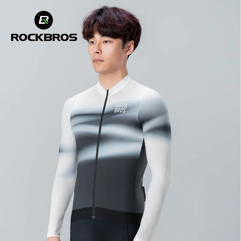 ROCKBROS Men\'s Cycling Jackets Long Sleeves Top Coat Spring Summer Breathable Run Sports Jerseys MTB Road Bike Bicycle Jacket