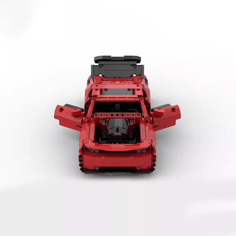 รถ Serie Dodge Challenger รถสีแดงรุ่นใช้งานร่วมกับรถขนาดใหญ่ Building Blocks อิฐ DIY ของเล่นสําหรับชายหญิง XMAS ของขวัญ
