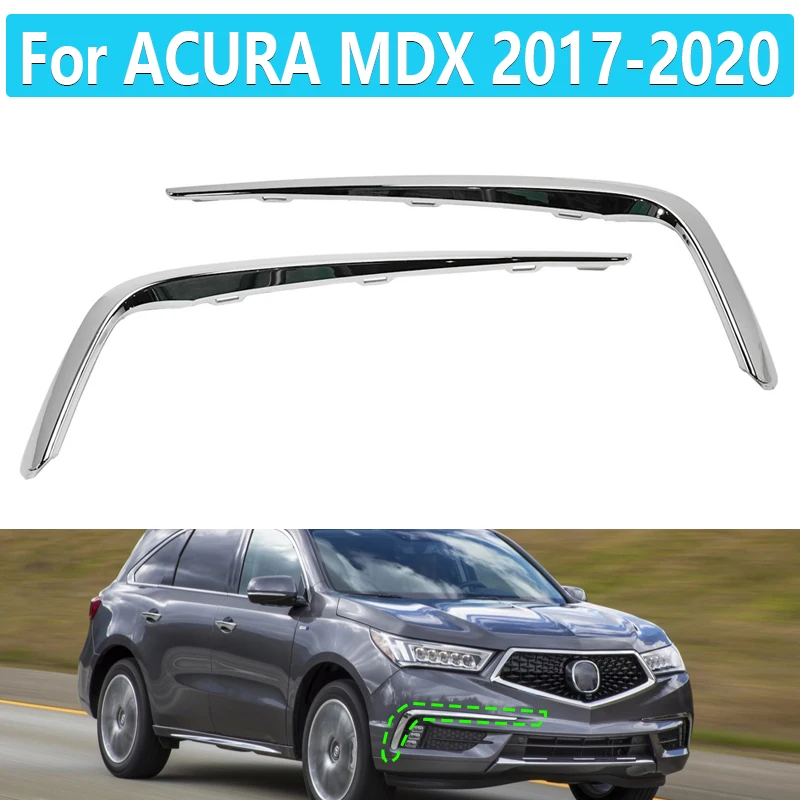 

For Acura MDX 2017 2018 2019 2020 Car Front Bumper Lip Trim Chrome Front Bumper Moulding Trim 71104TZ5A00 71109TZ5A00