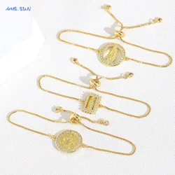 SUNSLL New Adjustable Virgin Mary Chain Bracelets Trendy Inlaid Zircon Gold Color Daily Party Jewelry Gifts For Women Men