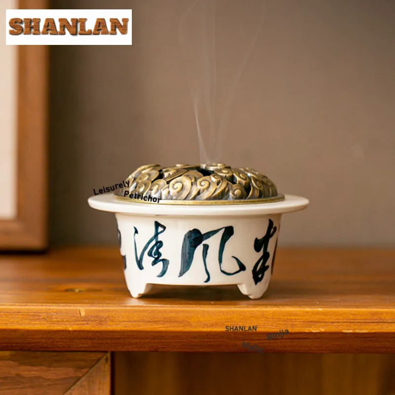 

Handwritten Calligraphy Plant Ash Incense Holder Mist Smoking Steamers Incense Burners Aromatherapy Censer Bedroom Decoration