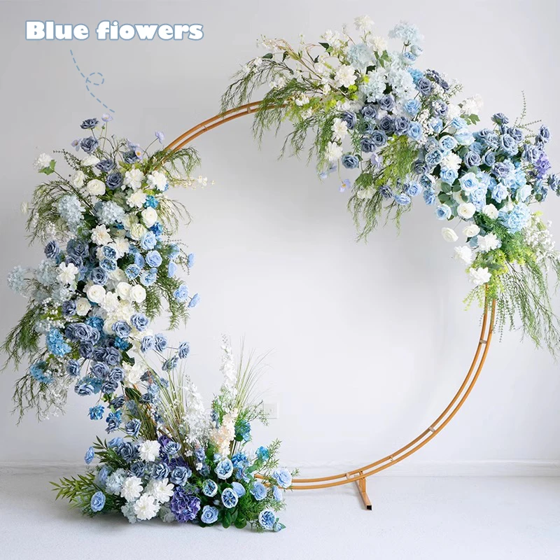 Blue Wedding Luxury Rose Backdrop Arch Deco Hang Floral Arrangement Sofa Table Runner Centerpiece Flower Ball Party Props