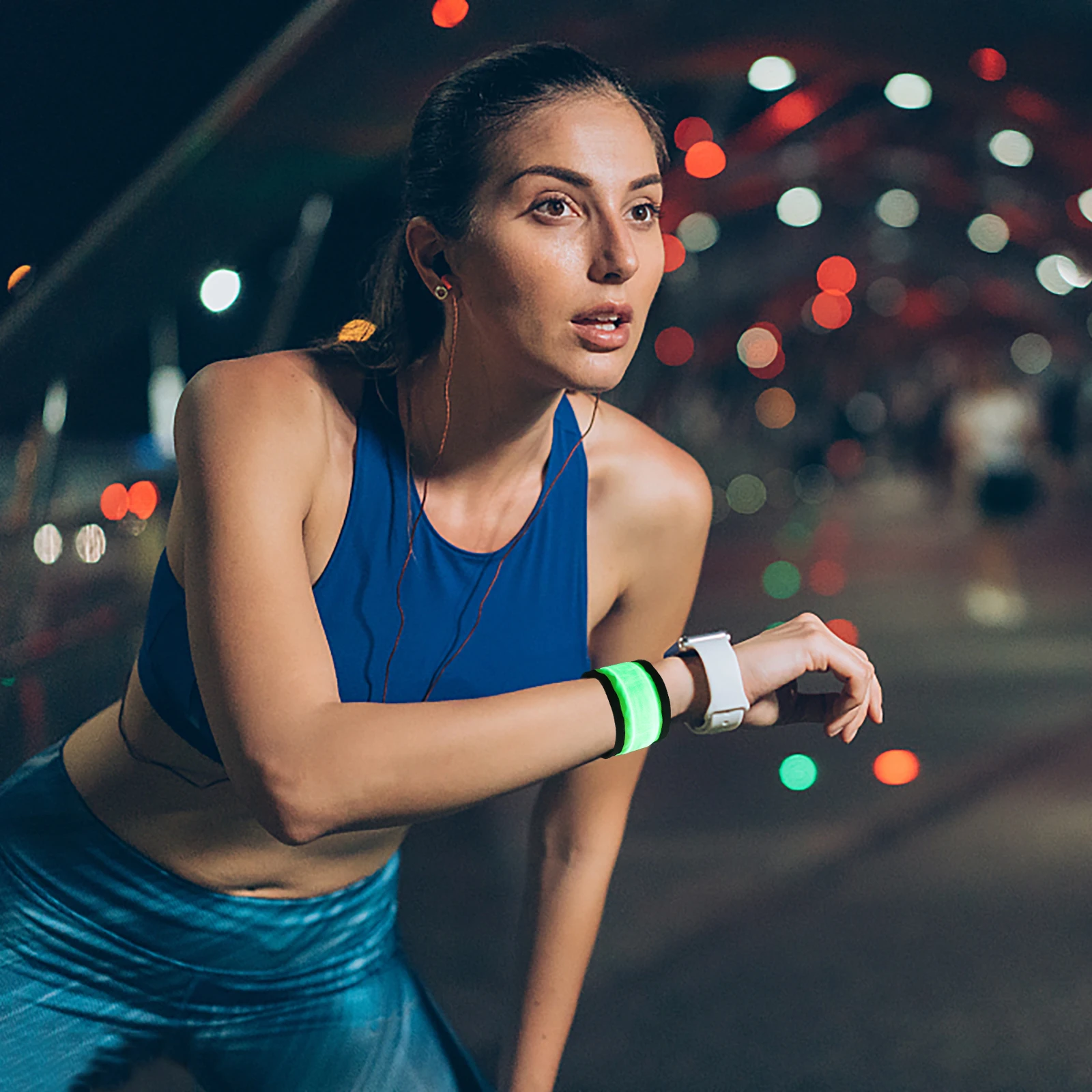 

5Pcs Luminous Arm Bands Led Clapping Rings Night Running Safety Reflective Bracelets Adjustable Wristbands For Outdoor
