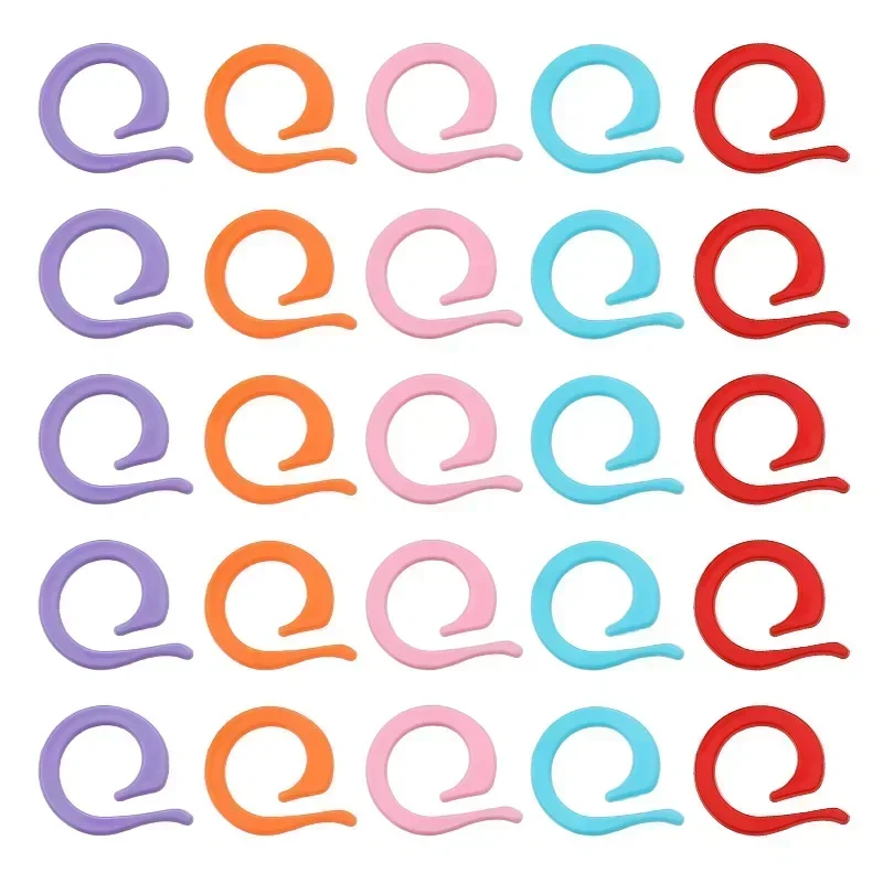 20pcs Plastic Knitting Stitch Markers Spiral Counting Buckle Random Color Clip Crochet Lock Knit Sewing Tool Accessories