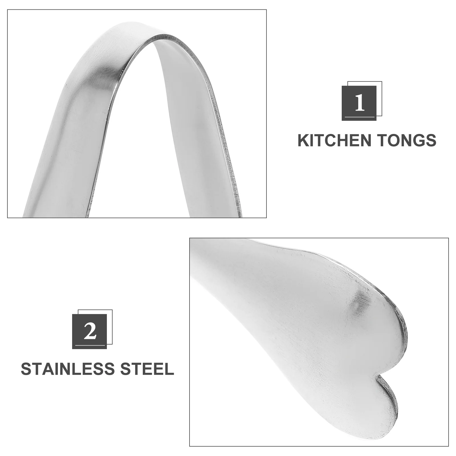 

5pcs Stainless Steel Heart-Shaped Food Tongs Non-Slip Grip For Salad Pasta Grilling Kitchen Use Metal Tongs Serving Tools