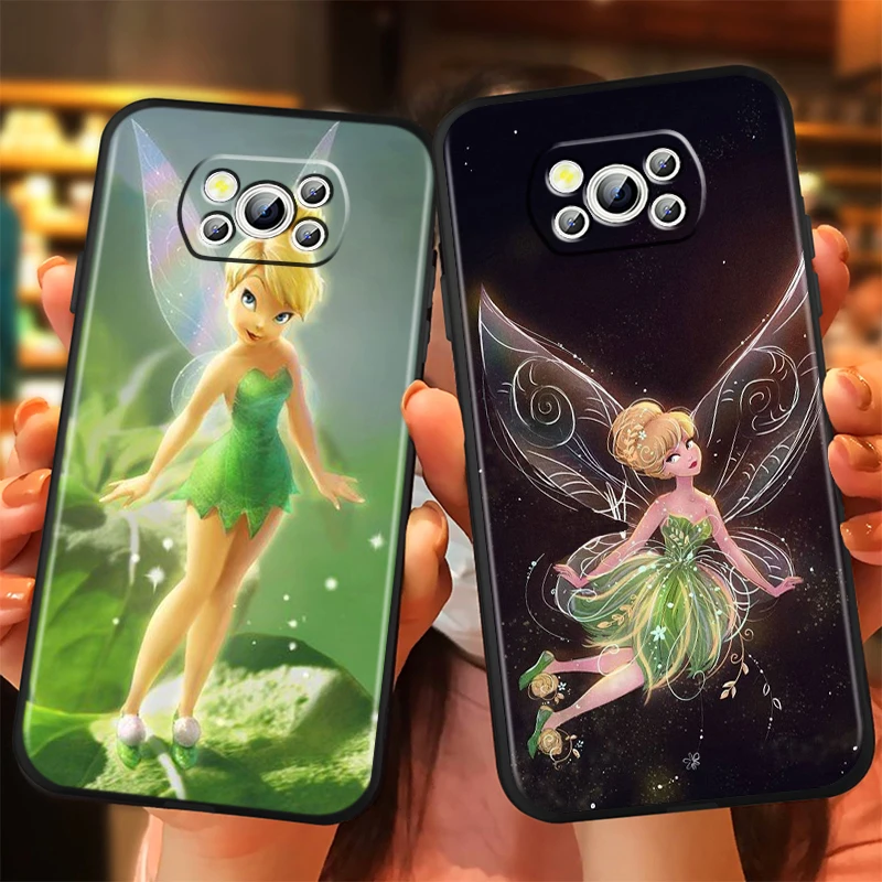 Flower Fairy Disney Cute For Xiaomi Mi Poco F5 F4 F3 F2 X5 X4 X3 M6 M5 M5S M4 M3 C40 Pro GT NFC 5G Black Back Phone Case