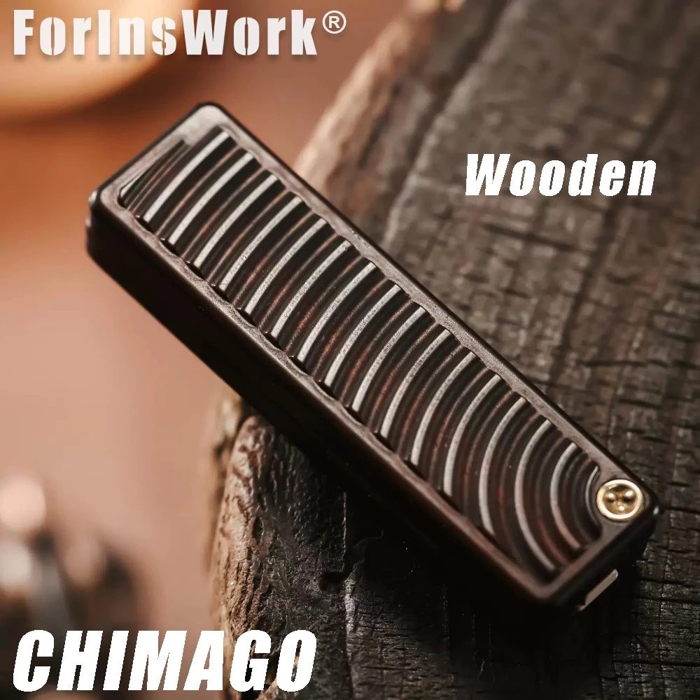 CHIMAGO Wooden EDC Direct Push Mechanical Fidget Slider, Anti-Anxiety Pocket Fidget Toy