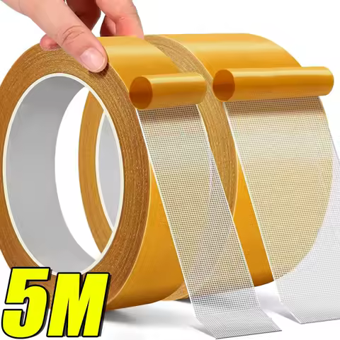 1Roll Double Sided Tape High Viscosity Grid Fiber Transparent Double Sided Tape Sticky Waterproof Adhesive Fiber Mesh Tapes