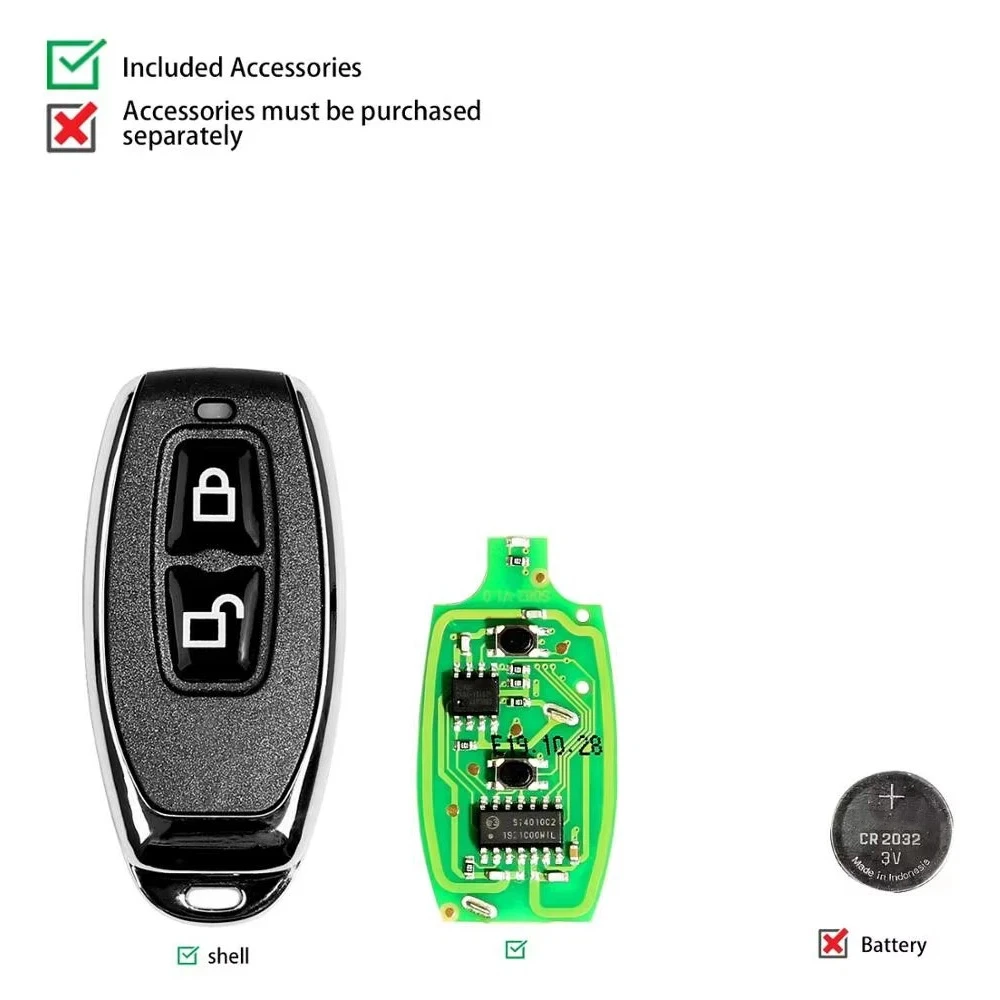 5pcs/Lot Xhorse XK Series XKGD12EN 2 Buttons VVDI Wire Remote Car Key Fob for VVDI2 / VVDI Mini / Key Tool Max