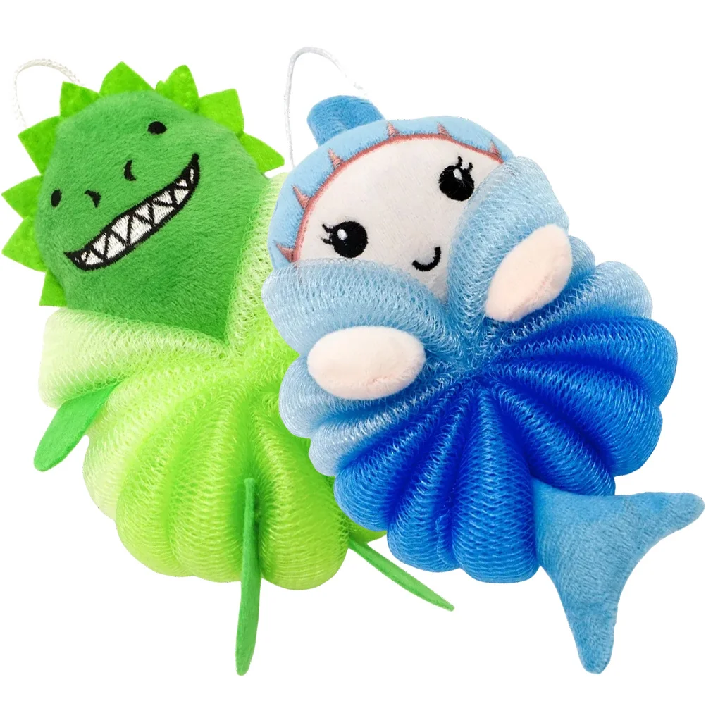 

2Pcs Cartoon Mesh Shower Loofah Soft Body Sponge Gentle Exfoliating Bath Ball Shower Accessory Bath Loofah