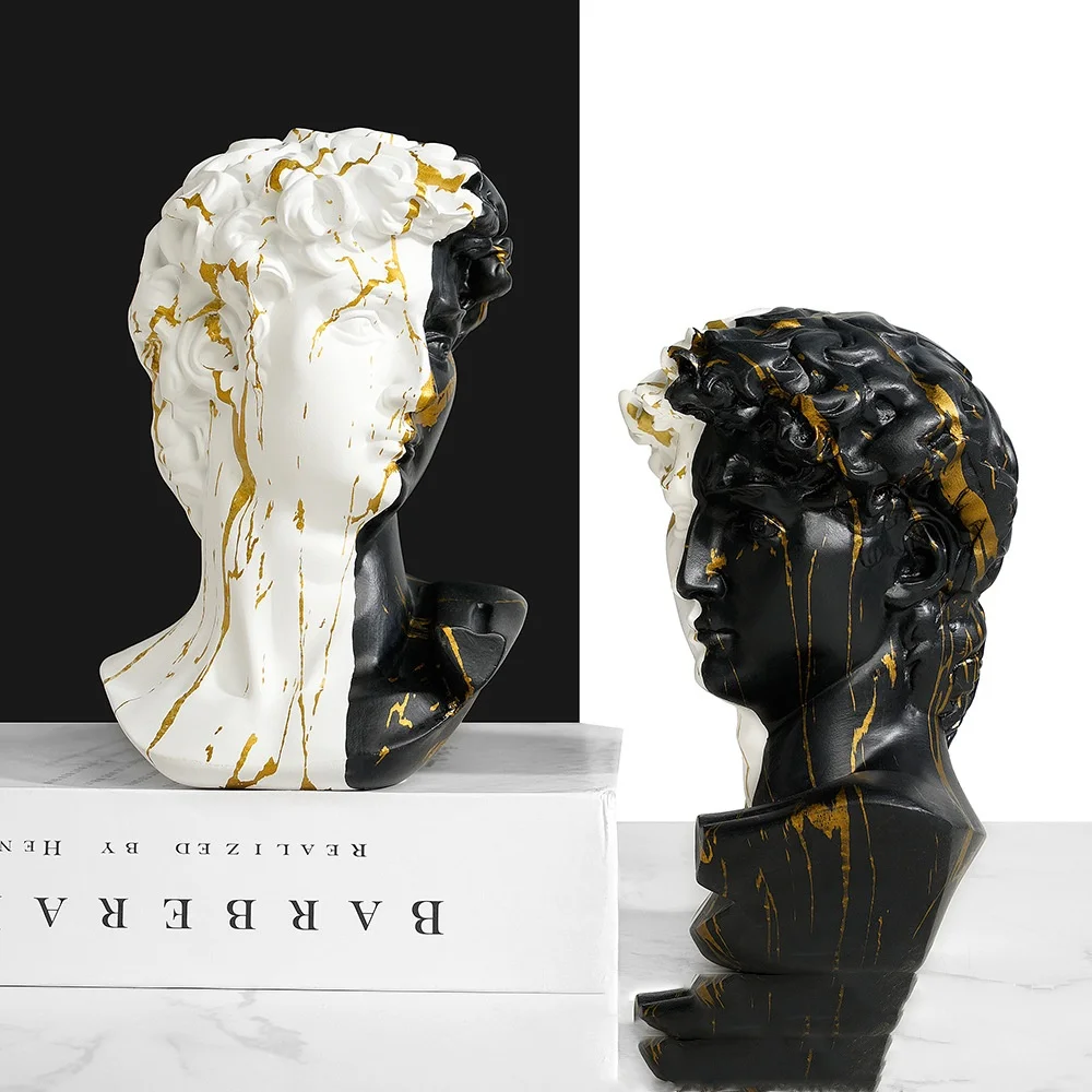 

Home decoration abstract small ornament creative Nordic water transfer printing David portrait art ornament resin small ornament