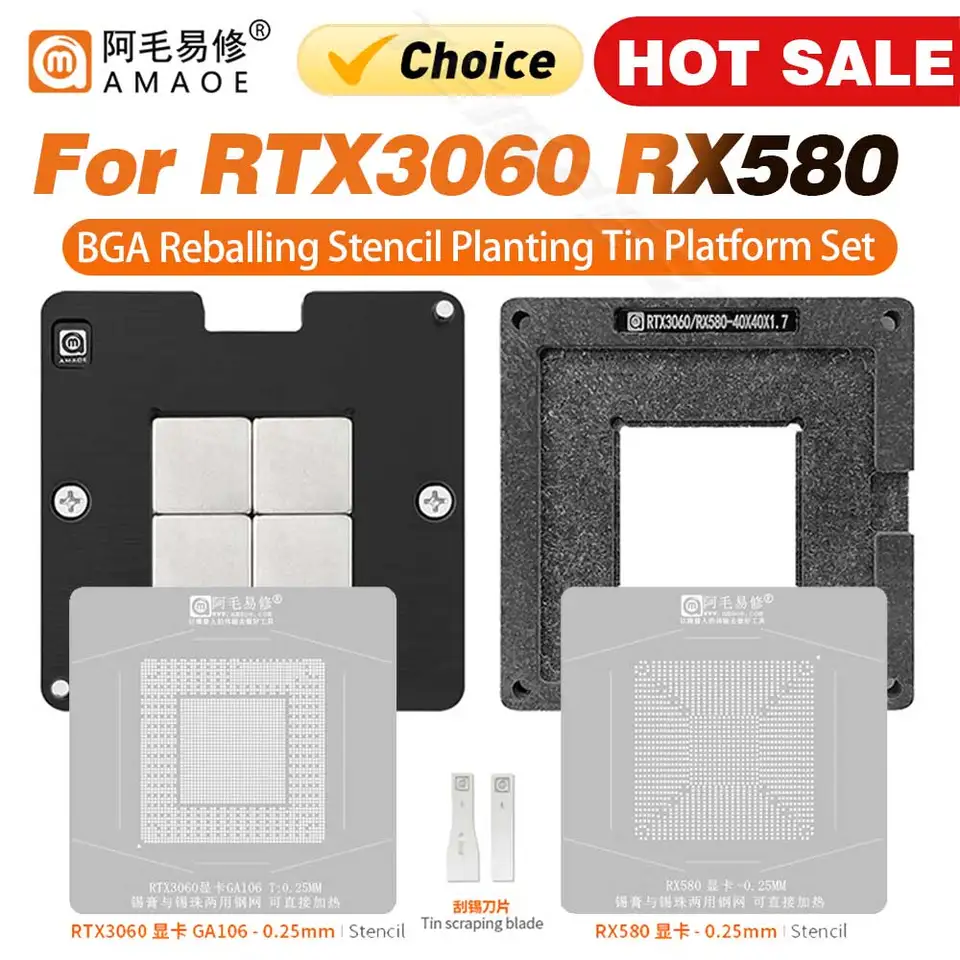 Kit 130pcs Pochoirs BGA Reballing - Gabarits Acier Inoxydable 6 Tailles - Rework BGA